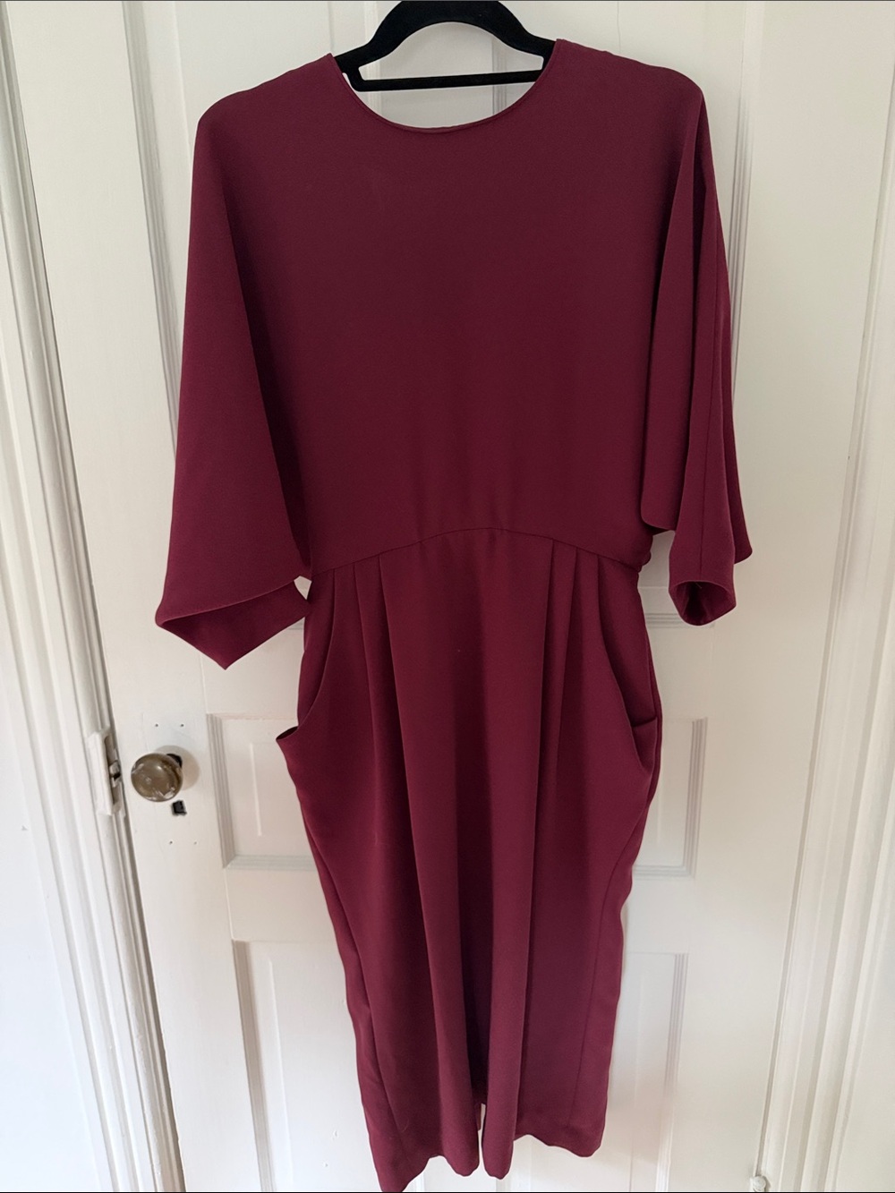 & Other Stories Wine Red Midi Dress with Pockets
